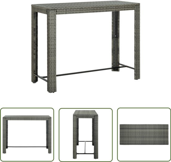 vidaXL Bartafel - Tuinbartafel - Tuinbartafel 140,5x60,5x110,5 cm poly rattan grijs - Buitentafel - Tuintafels - Lounge Set