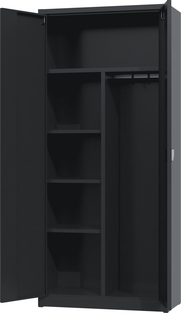 Povag Opbergkast - Bezemkast - Kledingkast - 180x80x38 cm - Zwart