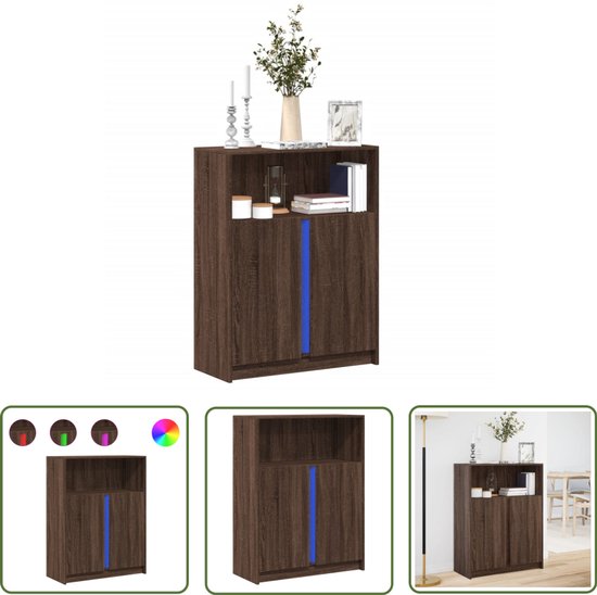 VidaXL Sideboard 77x34x100 cm With RGB LED Lighting And Moisture Resistant Engineered Wood For Modern Living Room Decor