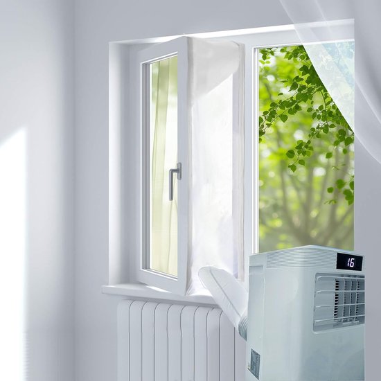 Airco raamafdichtingskit 300 cm met 150 cm afvoerslang voor mobiele airco, waterdicht, universeel, eenvoudig