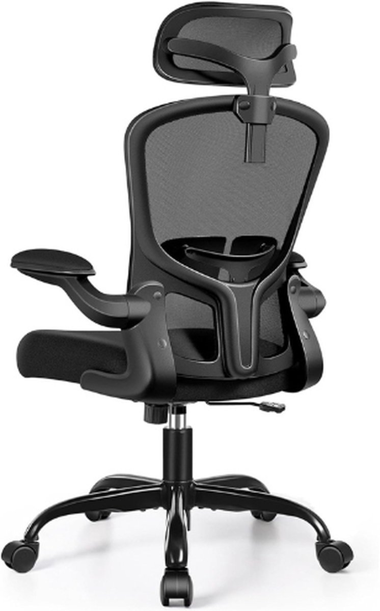 Thuys – Bureaustoel – Computerstoel – 3D – Hoofdsteun En Inklapbare Armleuningen – Tot 100 Kg – Zwart