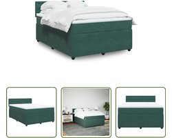 vidaXL Boxspring met matras fluweel donkergroen 140x190 cm