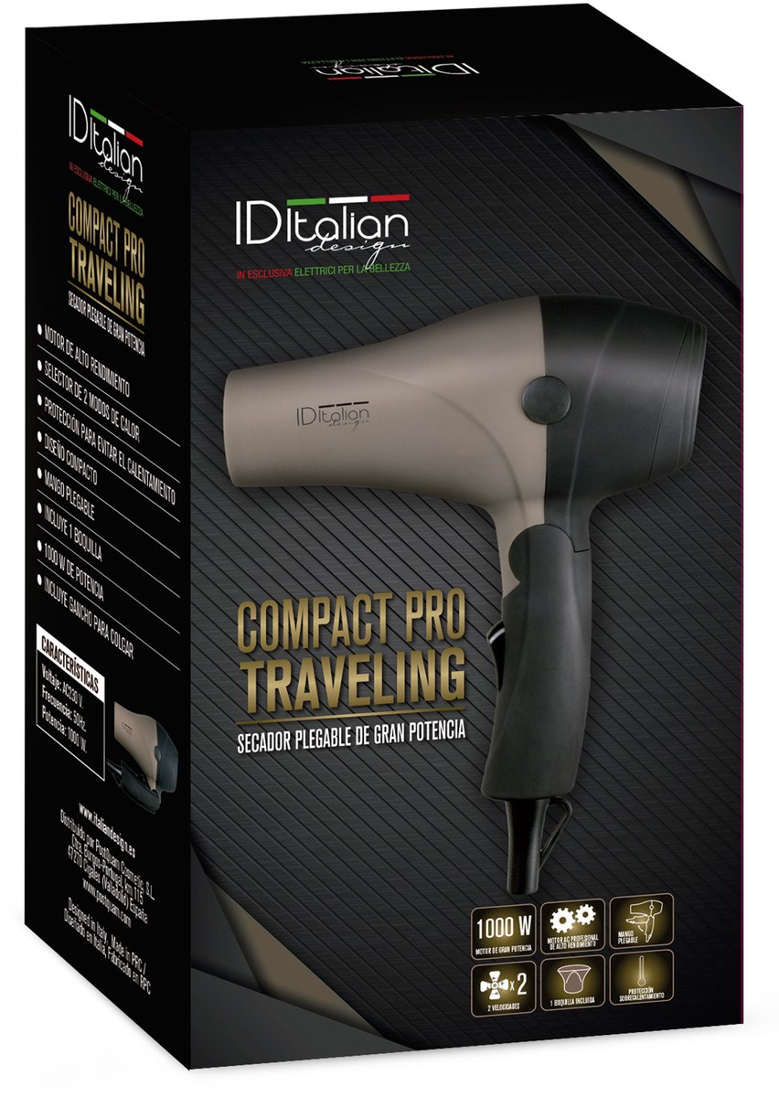 PostQuam IDETRAVEL1000 haardroger 1000 W Zwart, Bruin