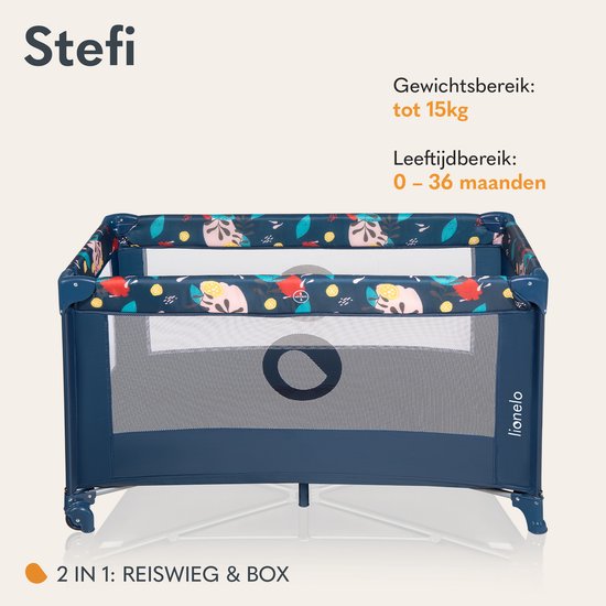 Lionelo Stefi 2-in-1 Campingbed & Box - Co-Sleeper - Zij-ingang met Ritssluiting - Tot 15 kg - 125x65 cm - LockGuard - Inclusief Transporttas - Voor 0-36 Maanden van LIONELO — afbeelding 5