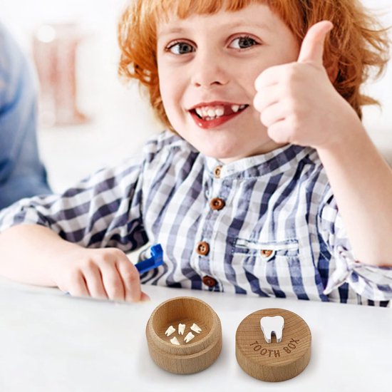 1 stuk - houten melktanden bewaardoosje voor kinderen - Donkerbruin - 5 x 5 x 4 cm - Ideaal voor het bewaren van melktanden als blijvende herinnering - Compact, stevig en perfect als geboortegeschenk of keepsake voor ouders — afbeelding 2