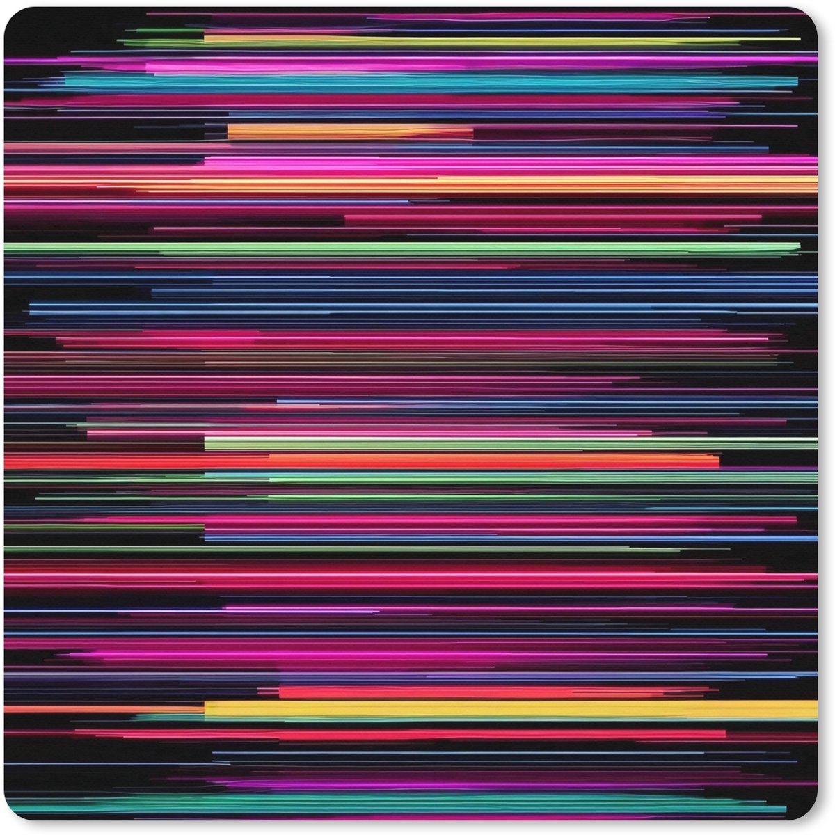 Muismat XXL 80x80 cm - Bureau onderlegger - Bureau mat Gaming - Abstract - Lijnen - Horizontaal - Kleurrijk - Bureaumat - Gaming mousepad xl - Bureaulegger groot - Computer deskmat