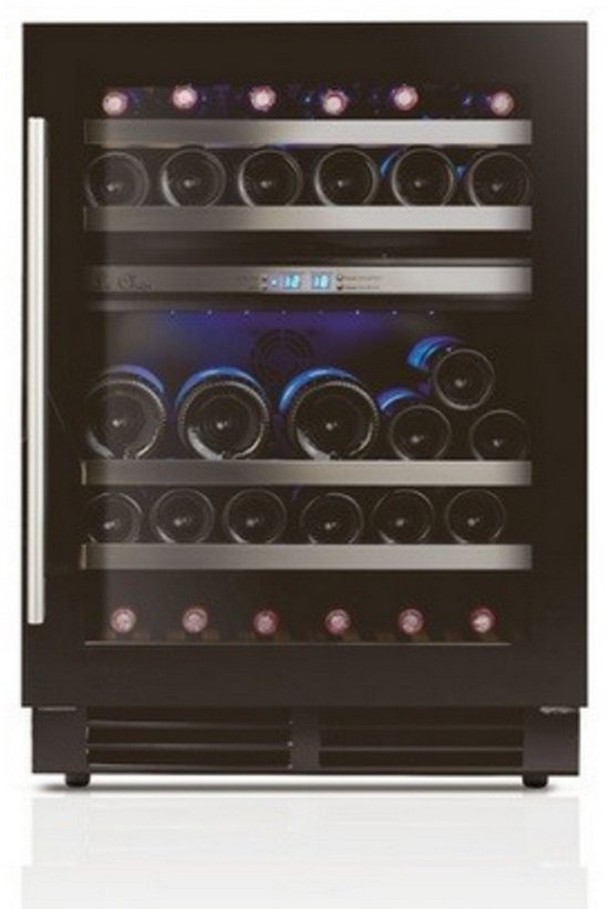 Le Chai LBN 445 - Wijnkoelkast met 2 temperatuurzones - Inbouw of vrijstaand gebruik - 44 flessen - Zwart - 4 schuiflades - 3 LED kleuren - 39 dB