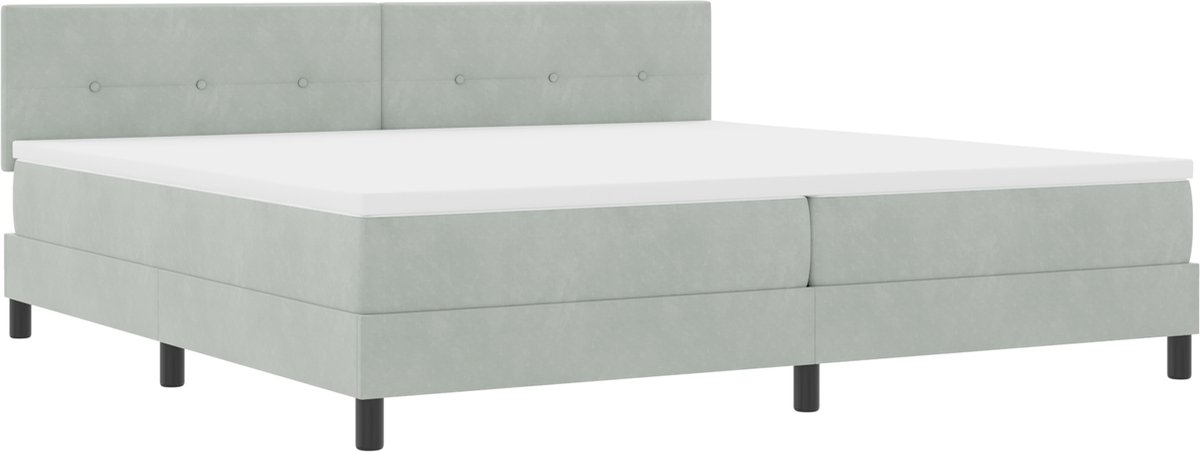 vidaXL - LED - Box - Spring - Bed - Lichtgrijs - 200 - x - 200 - cm - Fluweel