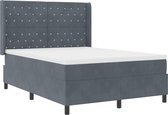 vidaXL - Boxspringbed - met - Matras - & - LED - Donkergrijs - 140x200 - cm - Fluweel