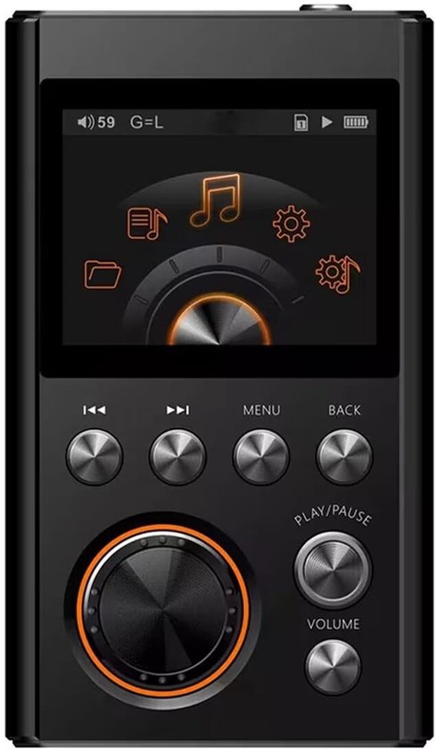 MP3 Speler HiFi 64GB - 2.0'' TFT Screen - DSD256 MP3 Speler - C5s - Zwart