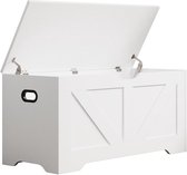 VDD - Opbergkist - Opbergkist Wit - Opbergkist hout - Speelgoedkist - Dekenkist - wit - groot - 100 x 40 x 46 cm
