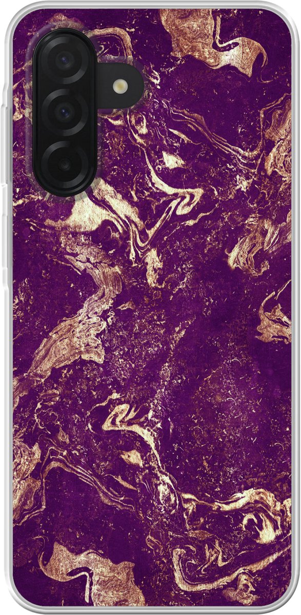 Telefoonhoesje Geschikt voor Samsung Galaxy A26 hoesje - Natuursteen - Kalksteen - Goud - Siliconen Telefoonhoesje Telefoonhoesje