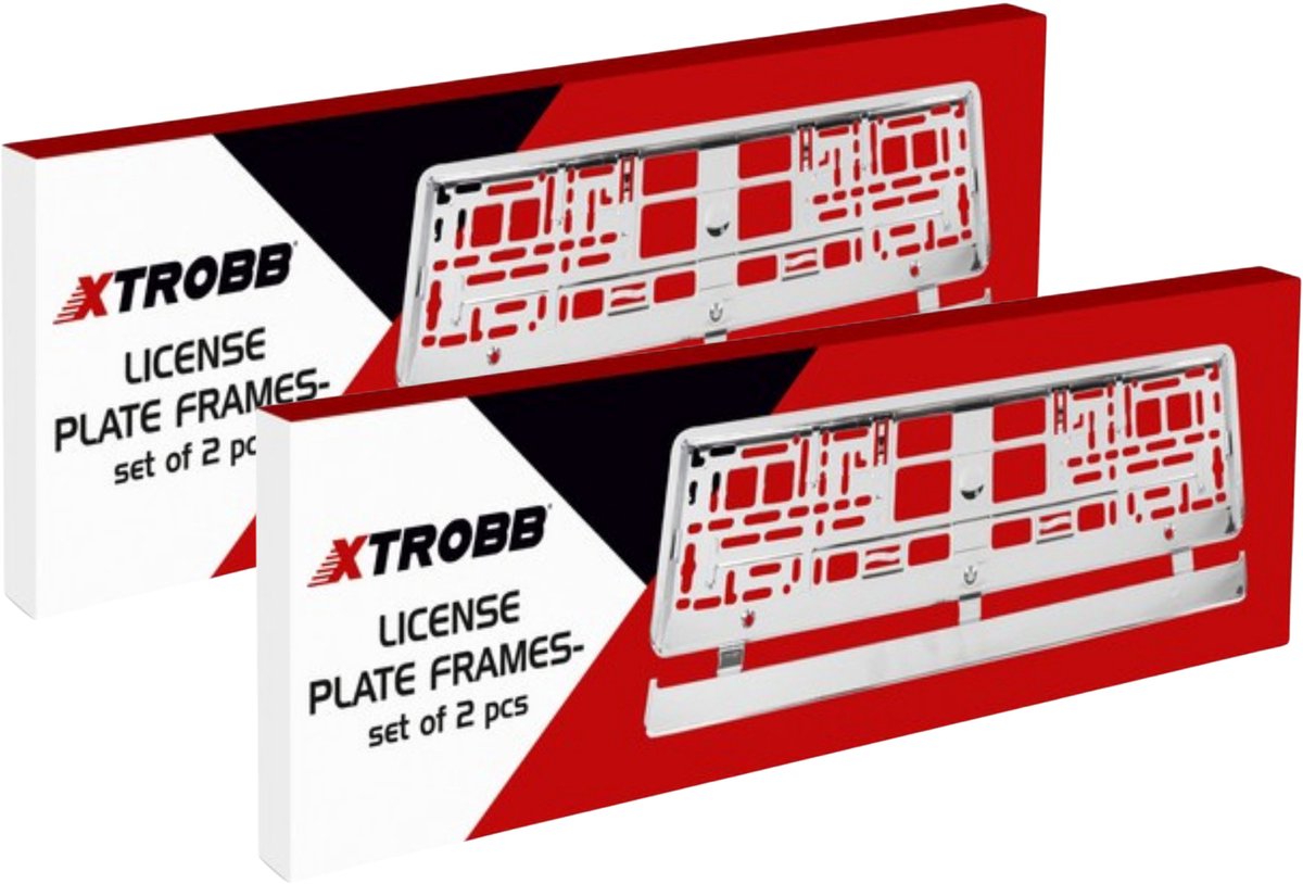 Xtrobb Kentekenplaathouder - 4x stuks - zilver - chroom - 4x13,4x1 cm - universeel