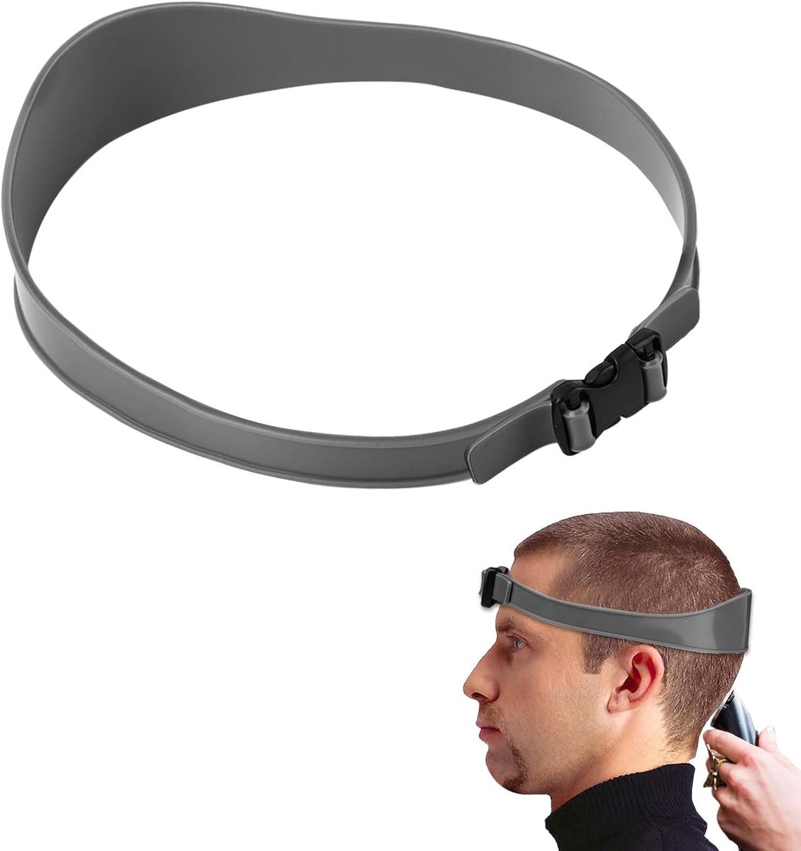 Allecto Plus - Gids voor het trimmen van haar met verstelbaar haarlijn vormgeven tool - gebogen siliconen kapsel band voor DIY thuis kapsels - grijs - professioneel gebruik.