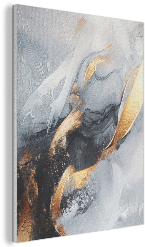 Akoestisch wandpaneel 50x70 cm - Vilt schilderij Abstract - Goud - Verf - Aesthetic - Art - Akoestische panelen - Geluidsdempende wanddecoratie - Geluidsisolatie woonkamer - Muurdecoratie geluidspanelen