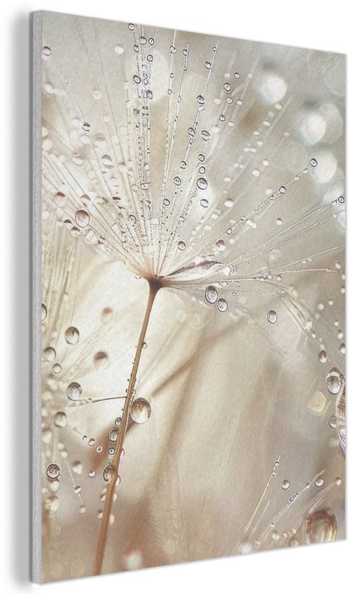 Akoestisch wandpaneel 70x100 cm - Vilt schilderij Natuur - Bloemen - Druppels - Regen - Akoestische panelen - Geluidsdempende wanddecoratie - Geluidsisolatie woonkamer - Muurdecoratie geluidspanelen