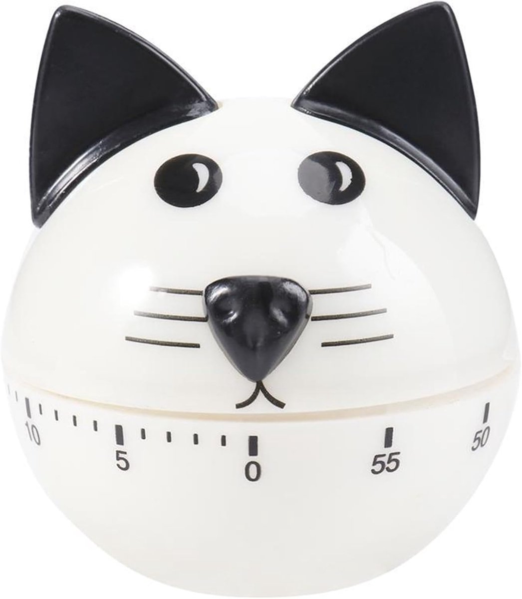 Ranvi Cute Animal Shapes Kitchen Timer, 60 Minutes Mechanical, No Battery Required, Cat