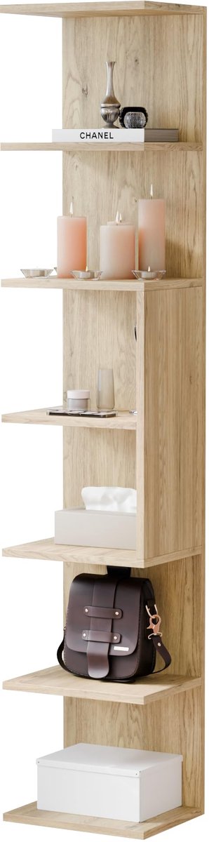 Ibenzoa® Multifunctioneel Wandrek voor Diverse Ruimtes met 7 Planken in Eikenhout Kleur