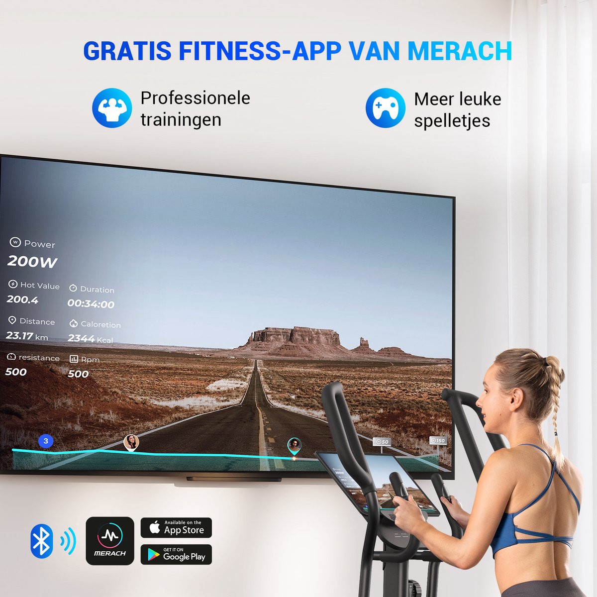MERACH Crosstrainer - LCD Monitor - Magnetische Weerstand - afbeelding 2