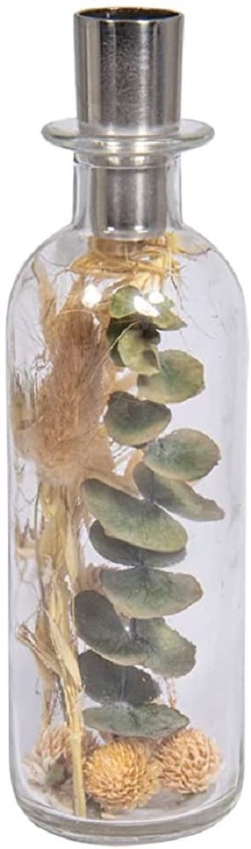 Rayher glazen vaas met gedroogde bloemen + kaarsenhouder, 18,5 cm hoog, 5,5 cm ø, voor kaarsen, gedroogde bloemen in glas met kaarsenhouder, 46698000