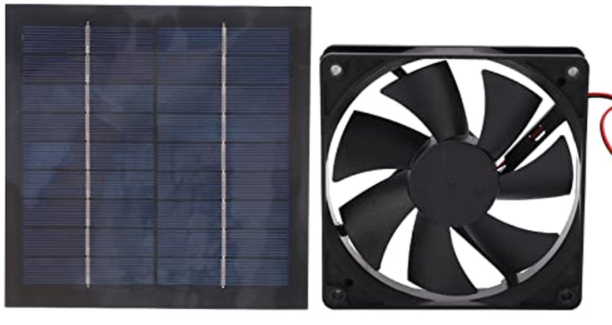 Solar Powered Fan, 20W IP65 20% Conversion Rate, Mini Exhaust Fan, ABS + Monocrystalline Silicon Material, for Kitchens, Greenhouses, Animal Enclosures