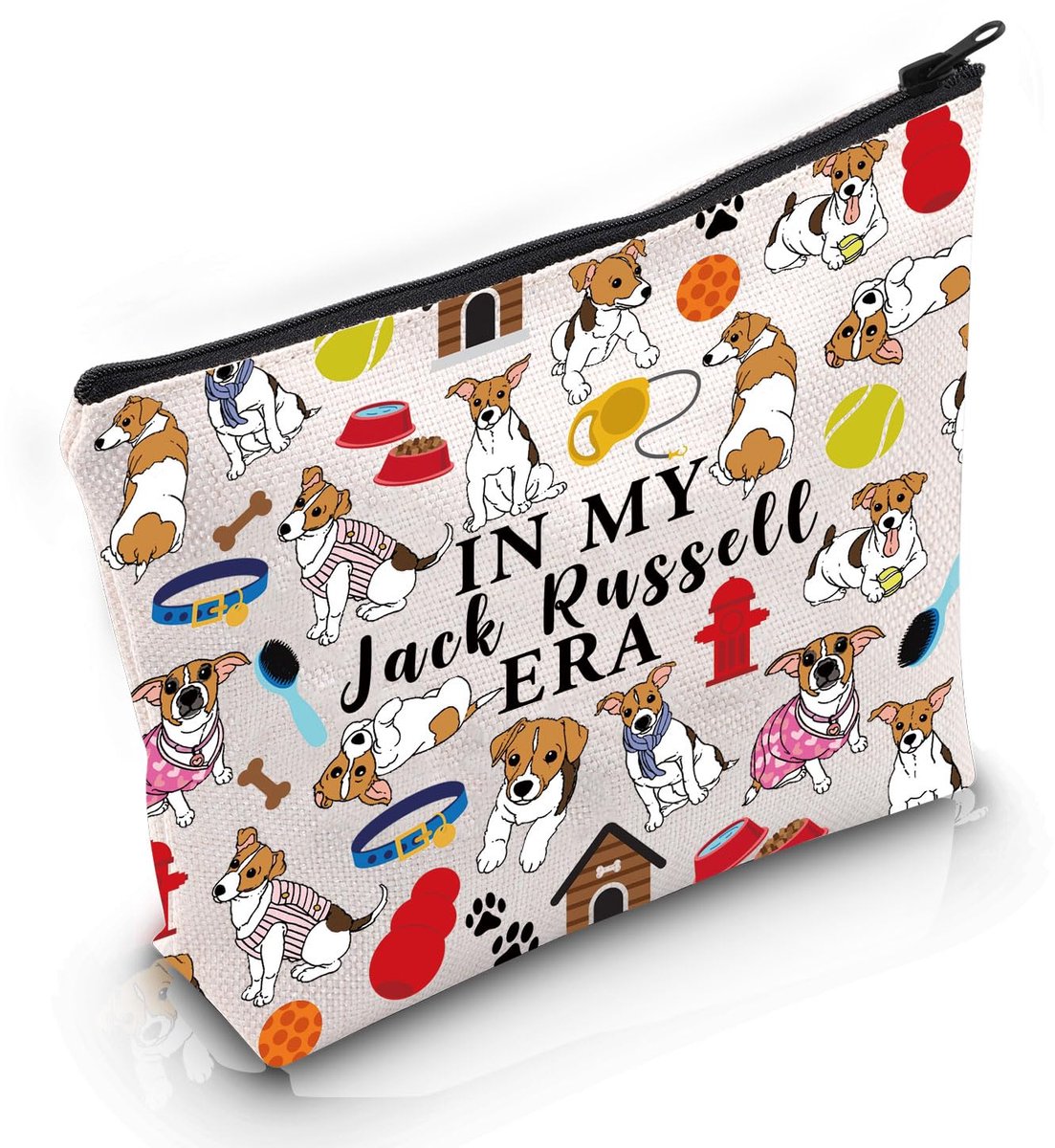 Jack Russell Terrier Lover Gift Jack Russell Era Makeup Bag Jack Russell Owner Cosmetic Bag Jack Russell Terrier Merch, Jack Russell Era Bag