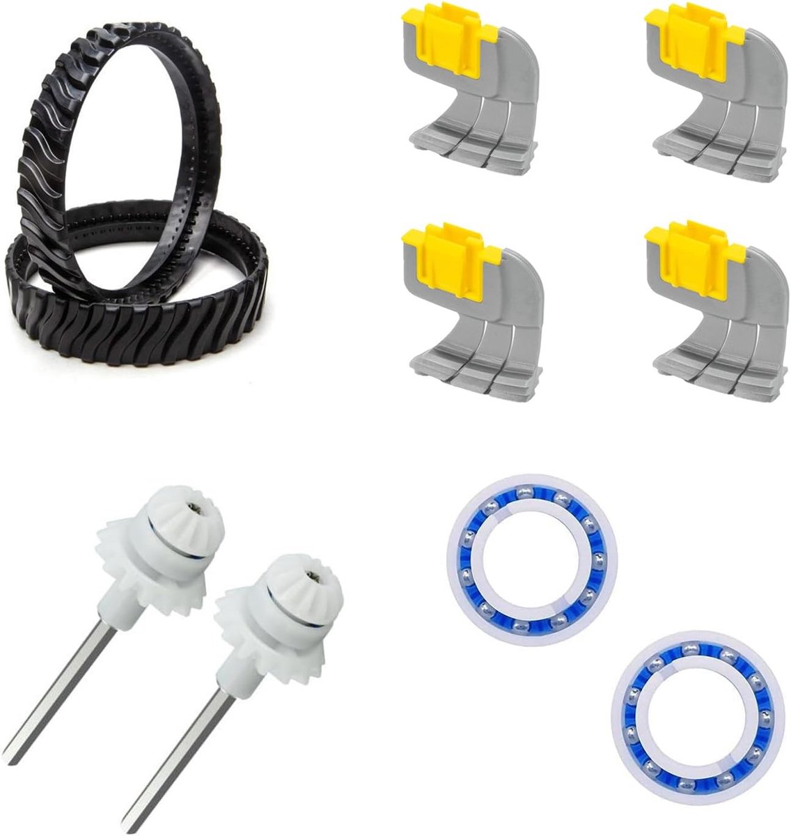 Onderhoudsset voor zwembadreiniging - set bevat 2 rupsbanden, 4 cycloonborstels, 2 aandrijfassen, 2 lagers - accessoires voor zwembadreinigers - geschikt voor Zodiac Baracuda MX8 MX6/MX8 Elite MX6 Elite MX6 Elite zwembadzuiger