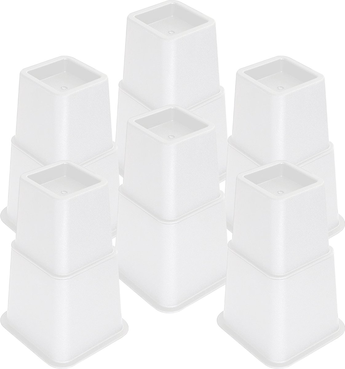 JustValue Verstelbare Meubelverhoger set - Geschikt voor 6 Poten - Stoelverhogers - Bedklossen - Tafelverhogers - 8, 11, 20 cm - Max. 600 kg - Wit