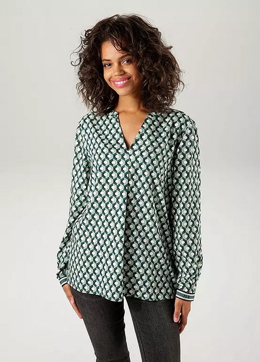 Aniston | Blouse | Graphic print| Groen | Maat 40