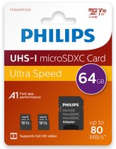 Philips FM64MP45D 2-Pack Micro SDXC kaart 64GB - incl. Adapter - Class 10 - UHS-I U1