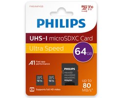 Philips FM64MP45D 2-Pack Micro SDXC kaart 64GB - incl. Adapter - Class 10 - UHS-I U1