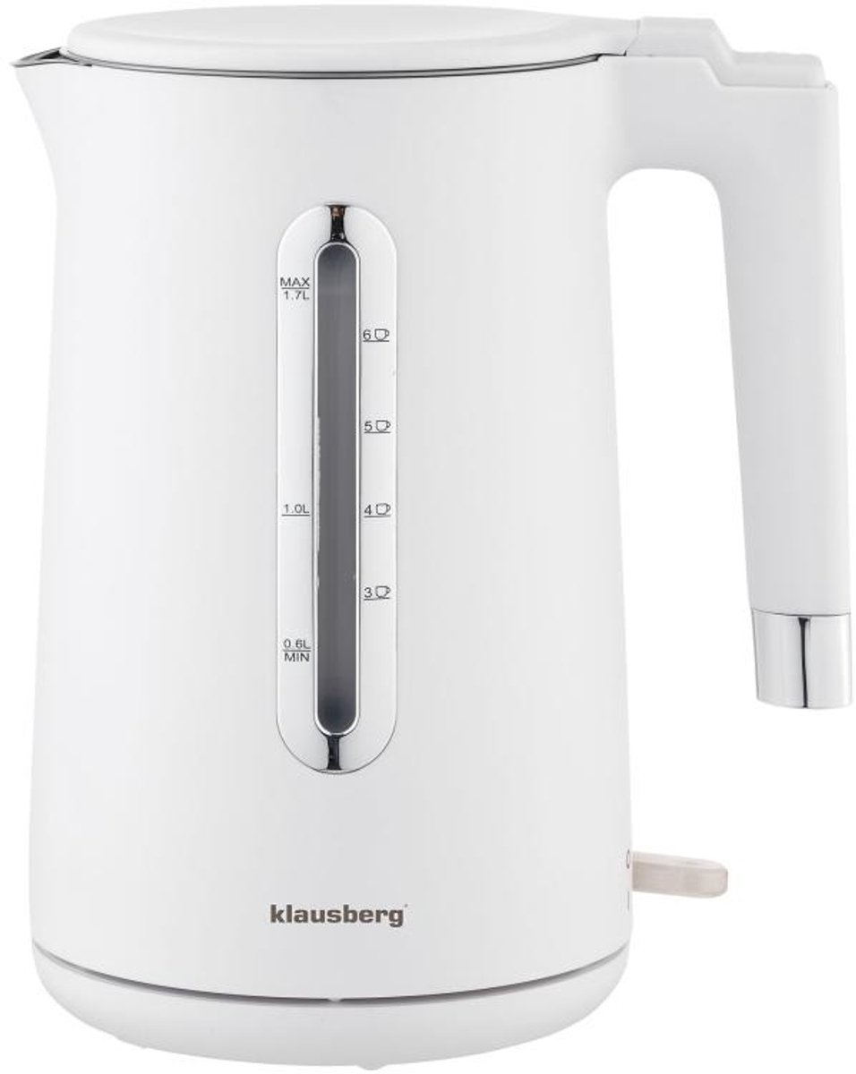 Klausberg KB-7890 Elektrische Waterkoker - 1,7L - Wit - 2200W - RVS & PP - Energiezuinig & Stil