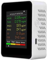 Détecteur de qualité de l'air multifonction 6 en 1 Dussdote - Moniteur de CO2 et de formaldéhyde - Testeur de qualité de l'air - Groot écran LCD - Portable - Convient pour la maison, le bureau et l'hôtel