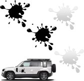 Autocollants pour voiture - Autocollants anti-éclaboussures - Autocollants pour voitures de sport - Autocollants extérieurs universels pour voitures, camions et motos - Zwart et blanc - Lot de 4 - Accessoires de voiture