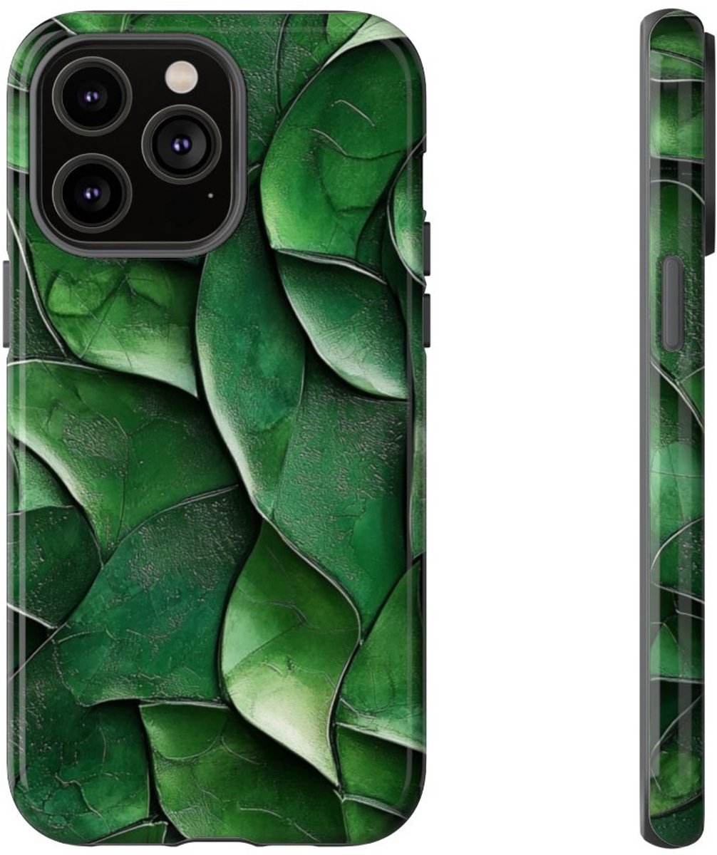 Groen Gesculptuurd Bladmotief – Telefoonhoesje Geschikt voor iPhone 14 Pro Max