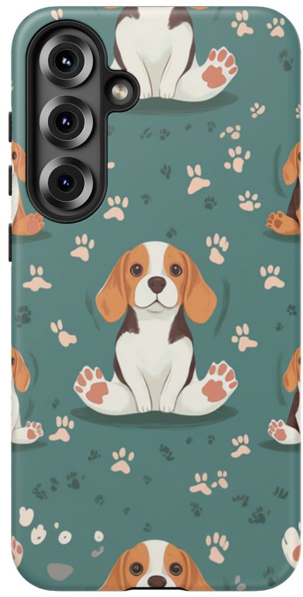 Beagles met Pootafdrukken Patroon – Telefoonhoesje Geschikt voor Samsung Galaxy S25 Plus