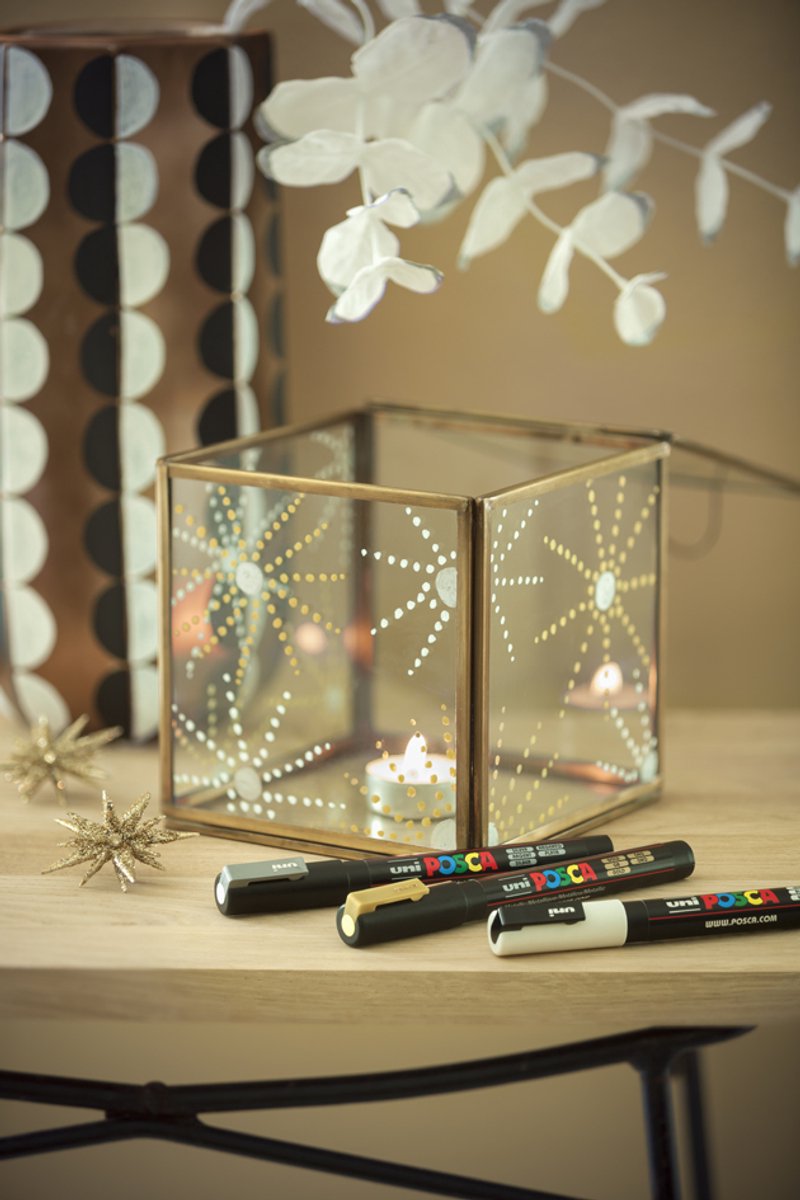 Posca stiften set 5M wit/zwart/goud/zilver — afbeelding 3