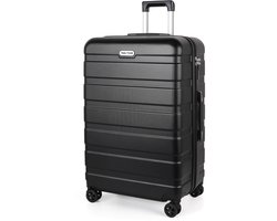 TAN.TOMI Reiskoffer Groot 95L - 76 × 49 × 30 cm - Harde Koffer met Cijferslot - Lichtgewicht Trolley met 4 Spinner Wielen - Ruime Ruimbagage - Zwart