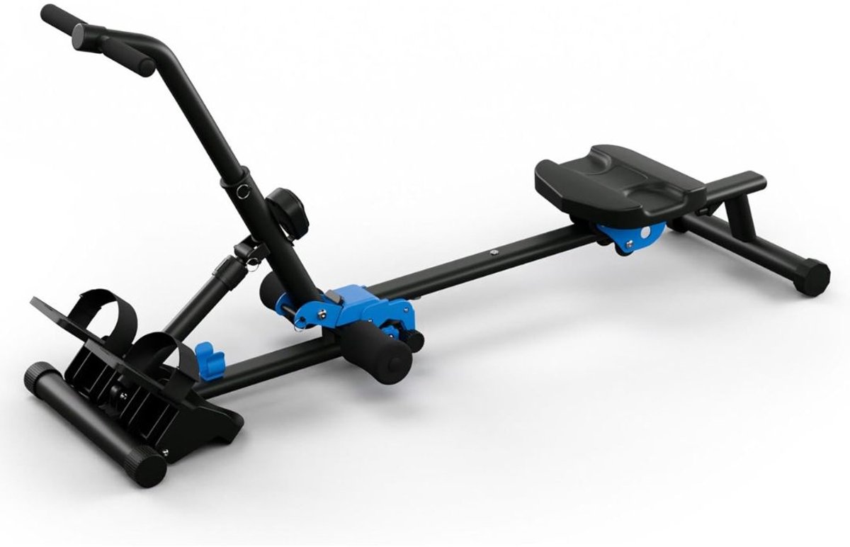 Roeitrainer Inklapbaar - Hometrainer - Roeimachine Fitness - Zwart en Blauw