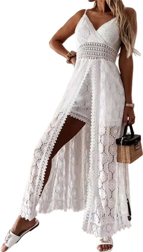 Design Jumpsuit Jurk - Zomer - Bodysuit - Wit - Rok - Doorschijnend - Dames