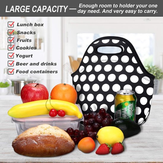Neopreen lunchtas voor vrouwen, geïsoleerde lunchtassen, wasbare lunchbox voor op het werk, picknick, lichtgewicht maaltijdvoorbereidingstassen voor mannen. — afbeelding 5