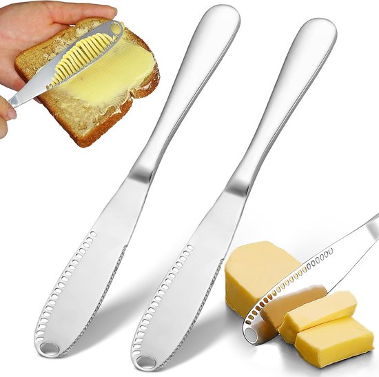 Foto: 2 stuks botermesjes kaasmesjes botermes ontbijtmes tafelmes met kartel smeermessen smeermesjes tapas mesjes dessertmessen rvs boter mes keukengerei voor boter kaas jam room zilver