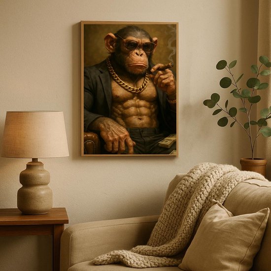 Affiche « Singe Gangster » - Posters Animaux - Fantastique - Décoration murale pour salon - Papier 180 g/m² - XS6141AZ - Dimensions : 30 x 40 cm