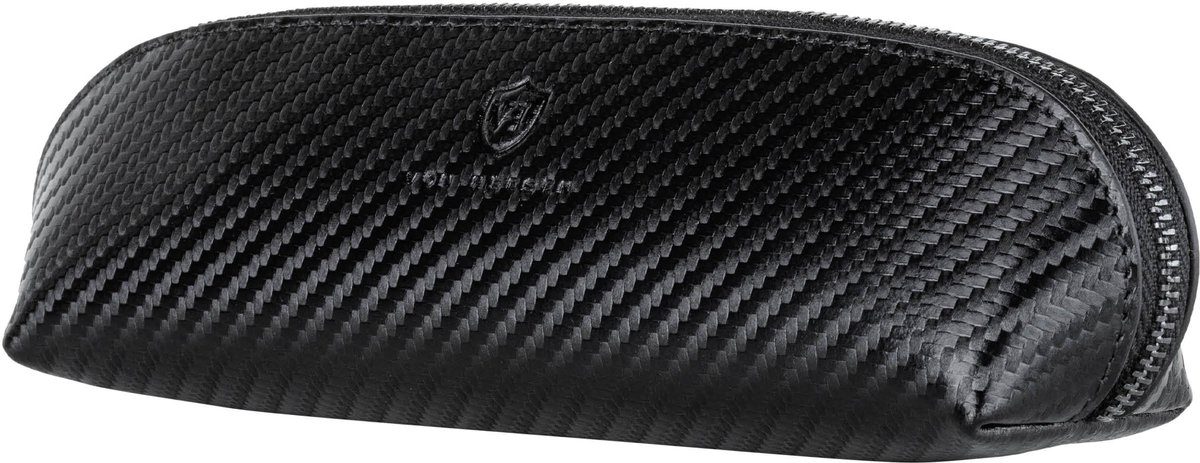 VON HEESEN® Etui van echt leer Etui van leer Etui voor pennen Etui voor school Etui Uni-etui (Carbon Black)