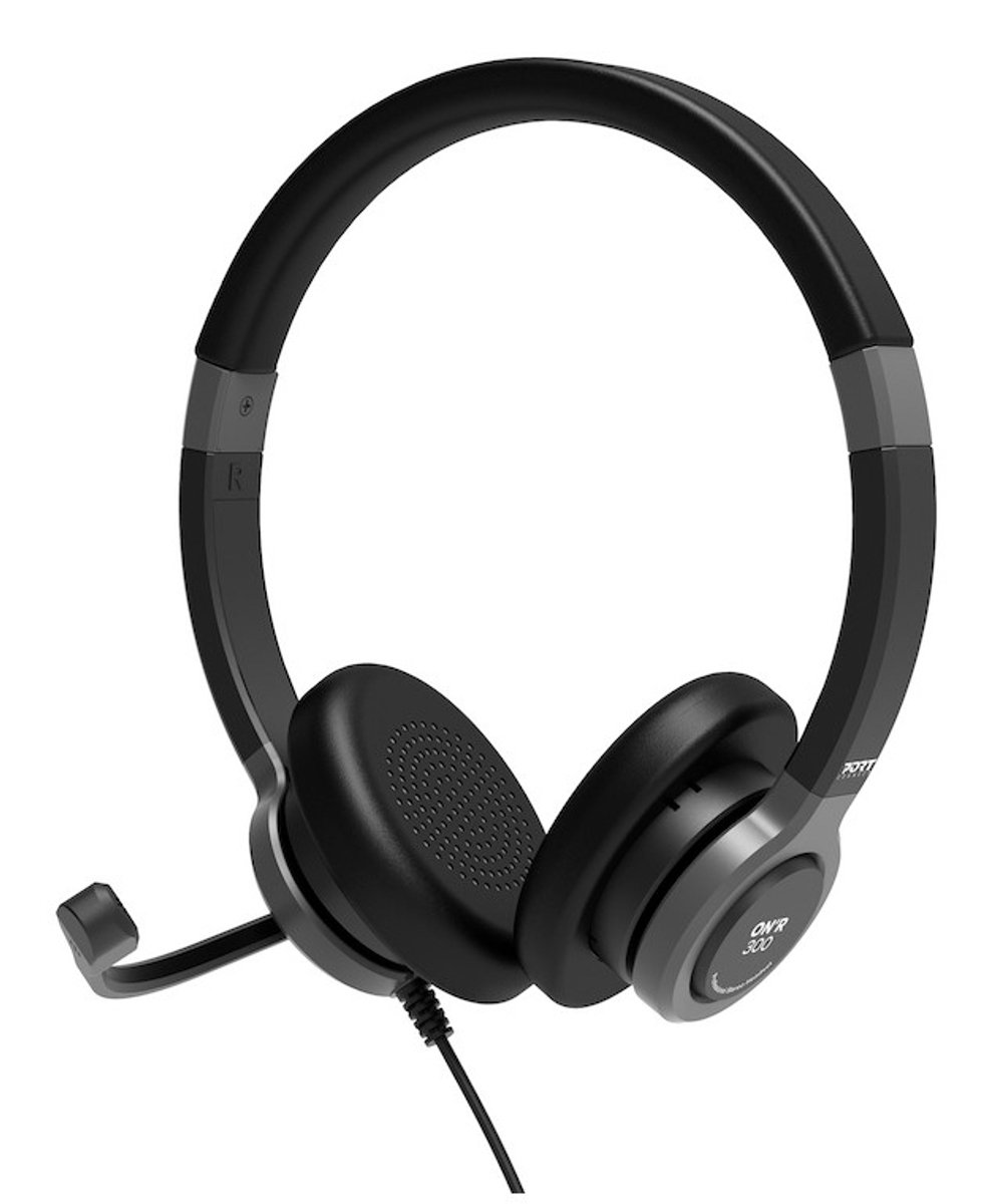 Port Designs Active Office 912001 - Stereo Headset - USB - Met microfoon - Noise Cancelling - In-line bediening - Voor PC en laptop - Zwart