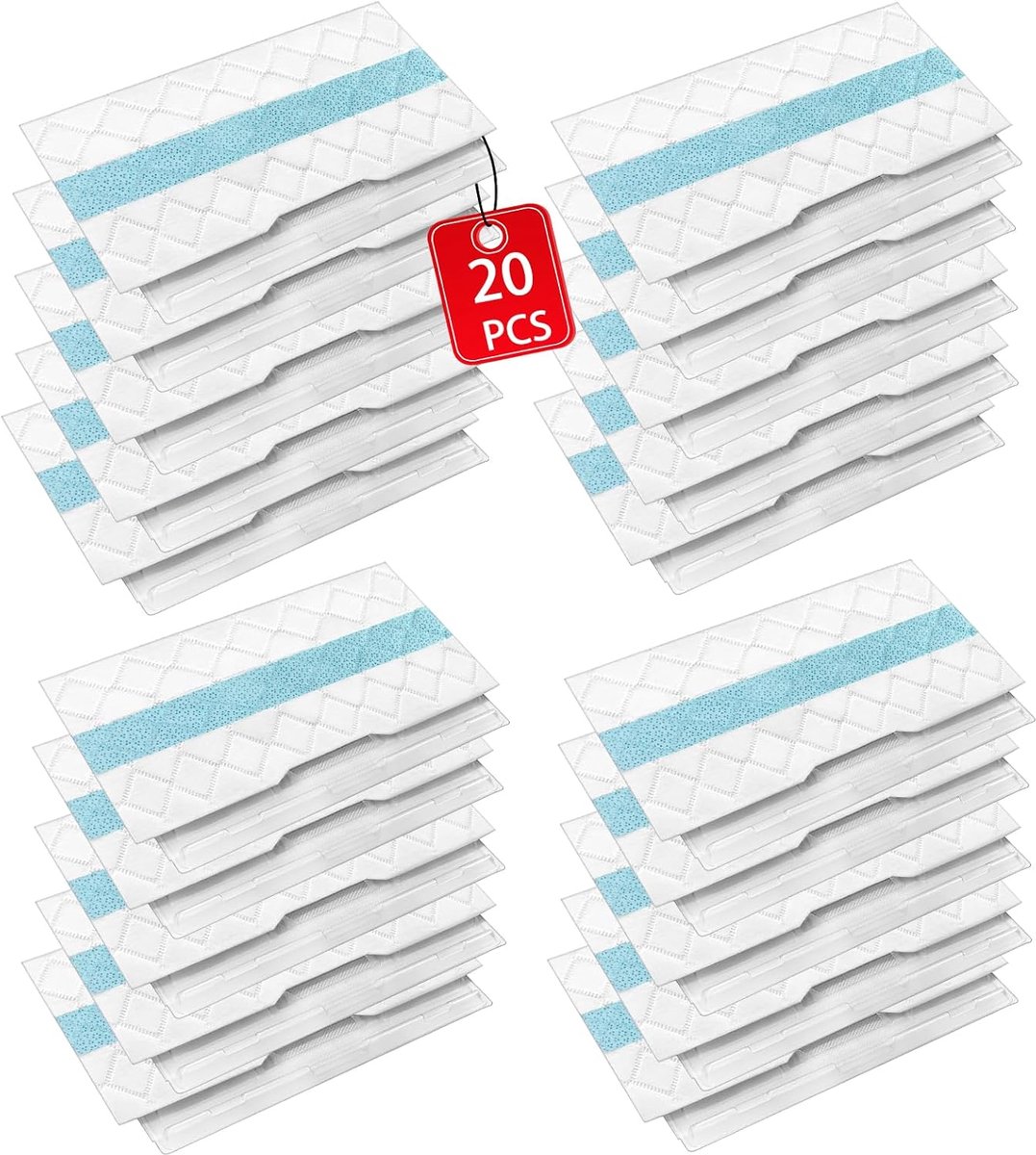 Geschikt voor 20 stuks dweilpads navullingen compatibel met Shark VacMop, dweilpads voor Shark Vac mop VM252 VM251 VM200 VM200C VM190 VM252C QM250 VM250 VC205 hardhouten vloer stofzuiger, wegwerpreinigingspads