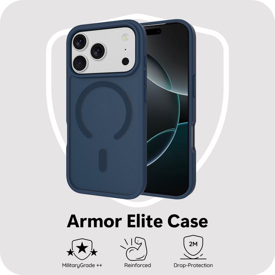 Coque Cazy pour iPhone 17 Pro Max – Compatible MagSafe – Coque arrière de qualité militaire – Blauw