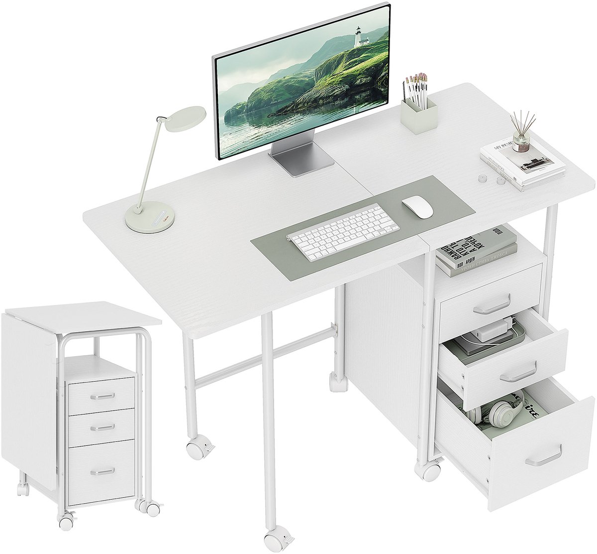HOMCOM-Computerbureau-105x51x75,5cm-MDF-Wit