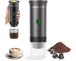 Draagbaar Koffiezetapparaat voor Onderweg - Draadloos voor in de Auto - 12 Volt - Espresso - Capsule Koffie - Oploskoffie - Cups - Oplaadbaar - black