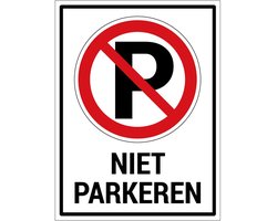 Niet parkeren sticker met tekst - 28 x 21 cm